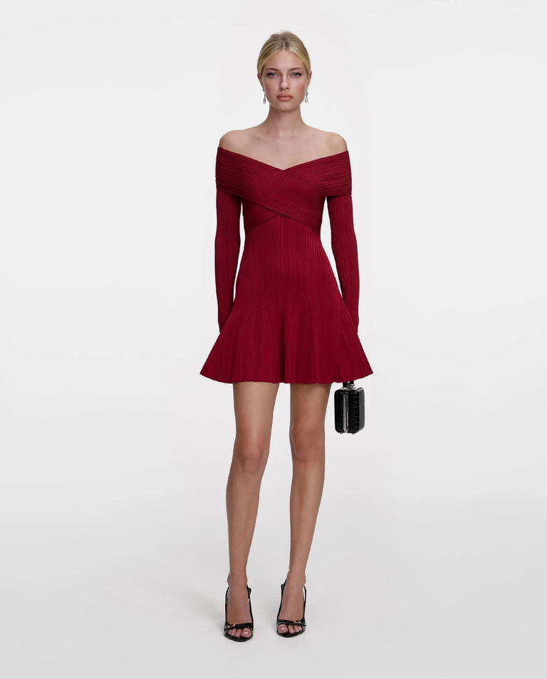 Bordowa sukienka mini