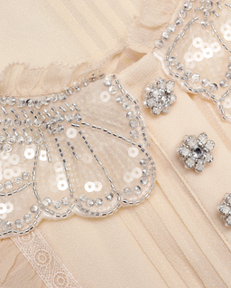 Jasnobrązowa plisowana sukienka mini - Image #4