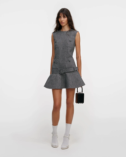 Szara rozkloszowana sukienka mini - Image #1