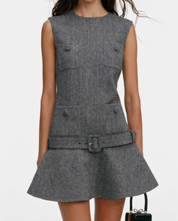 Szara rozkloszowana sukienka mini - Image #3