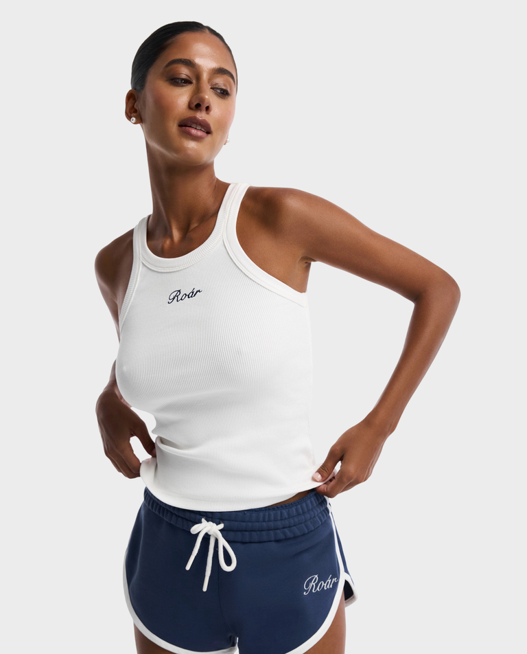 Biały prążkowany top Ribbed