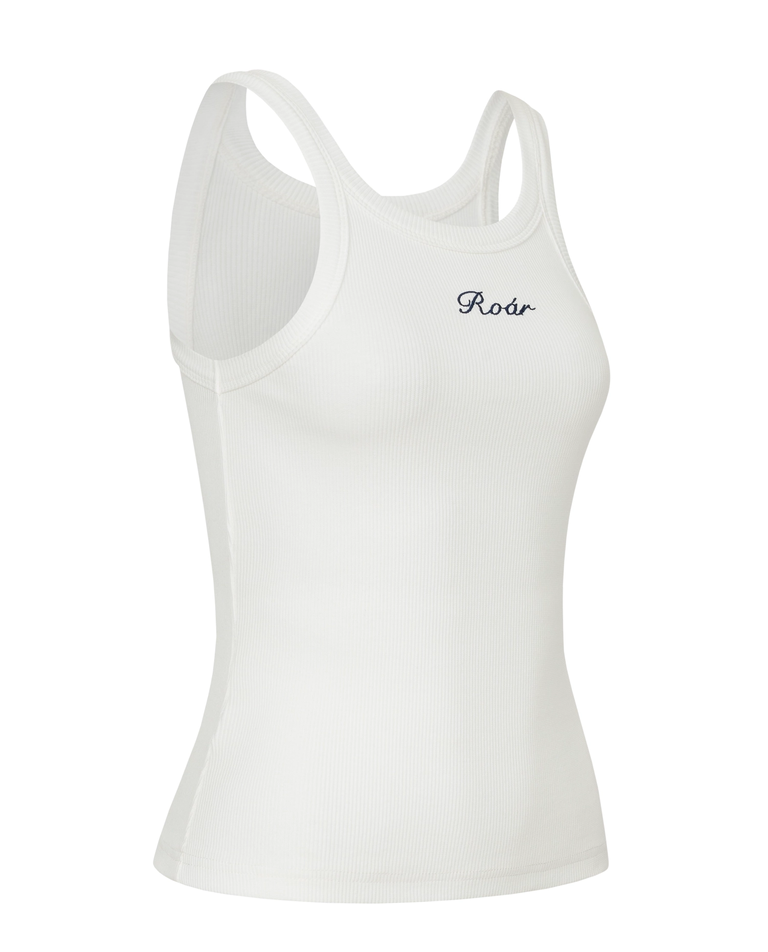 Biały prążkowany top Ribbed - Image #4