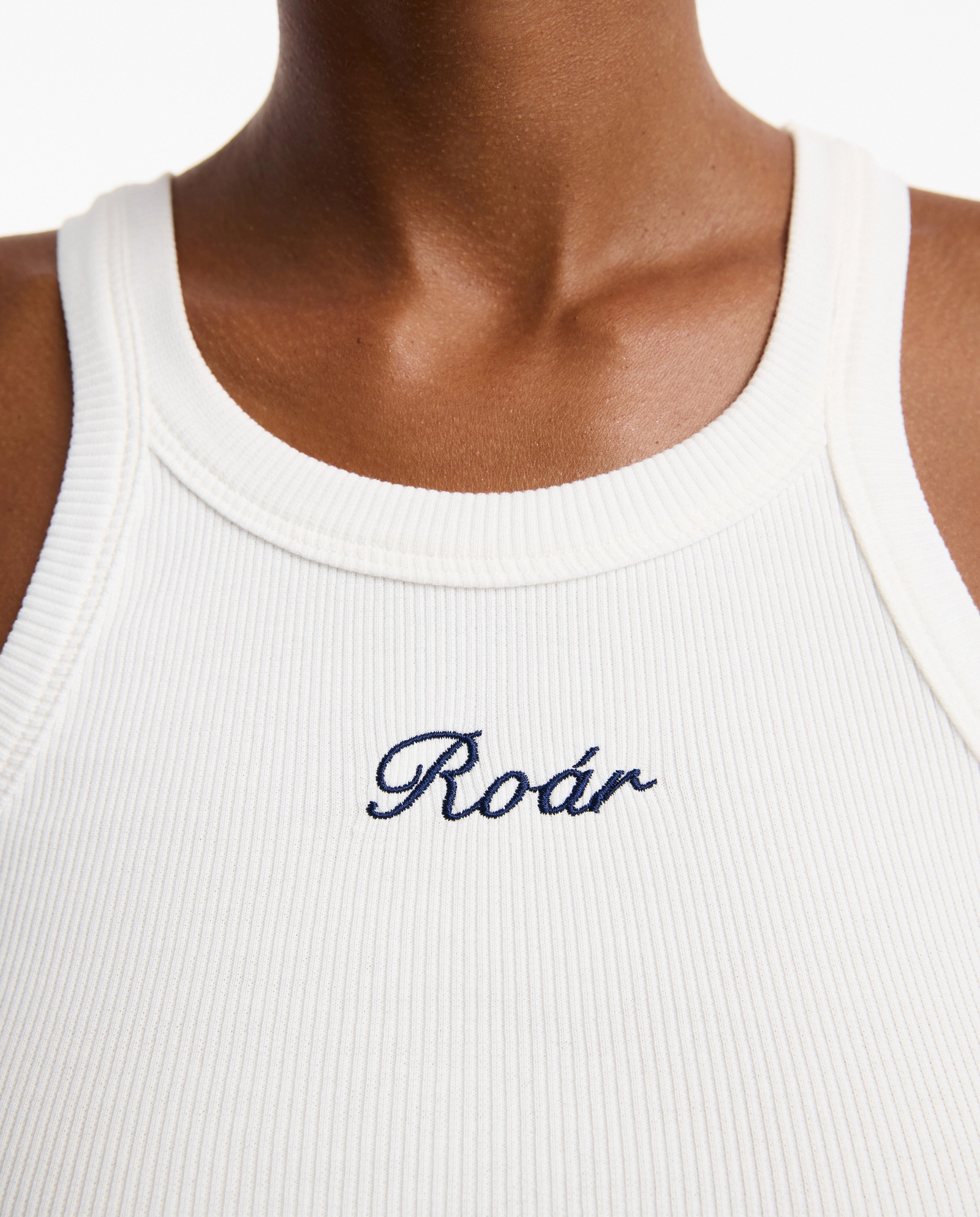 Biały prążkowany top Ribbed - Image #2