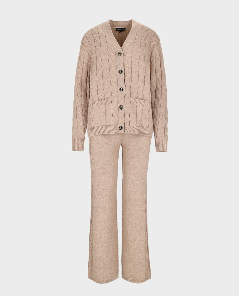 Beżowy komplet z kaszmiru i wełny Arezzo
