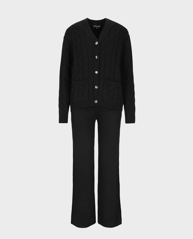 Czarny komplet z kaszmiru i wełny Arezzo