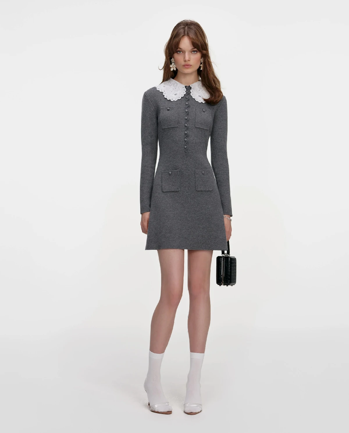 Szara dzianinowa sukienka mini - Image #0