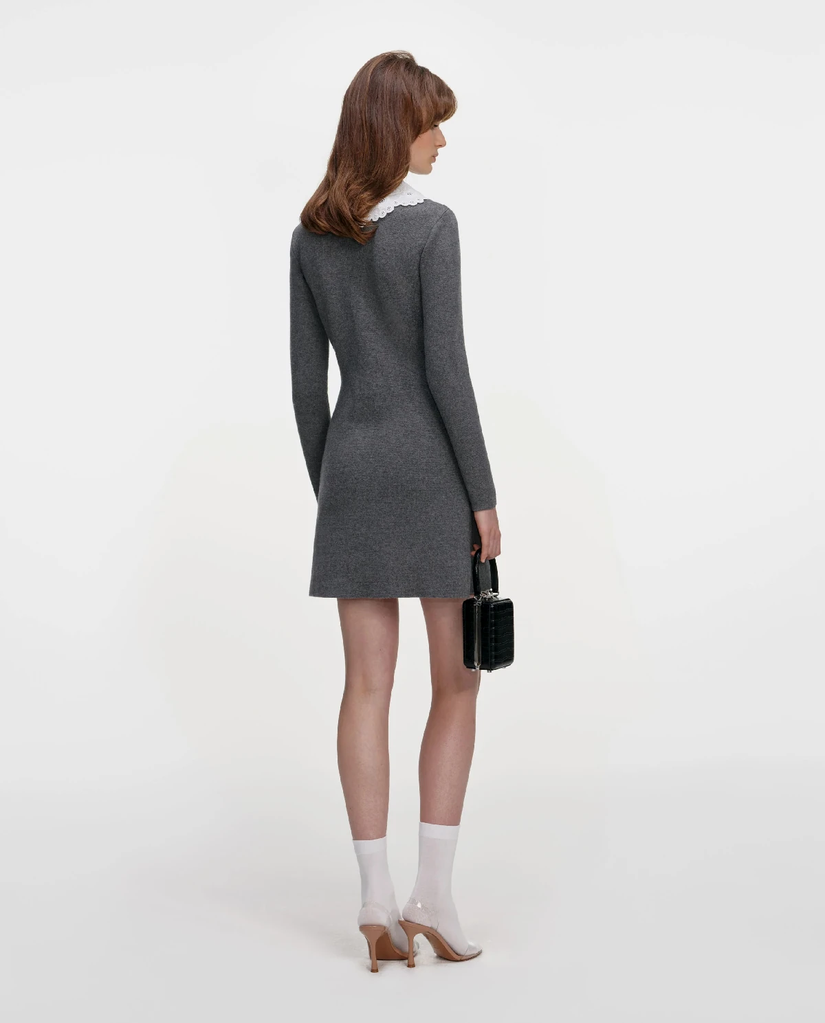 Szara dzianinowa sukienka mini - Image #2