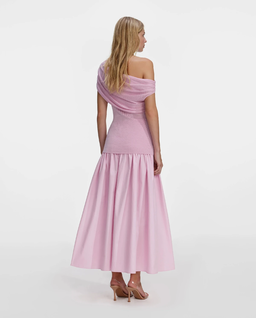 Różowa drapowana sukienka midi - Image #2