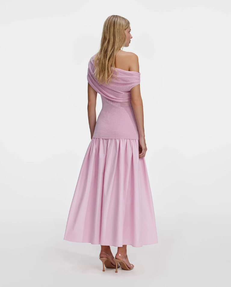 Różowa drapowana sukienka midi - Image #2