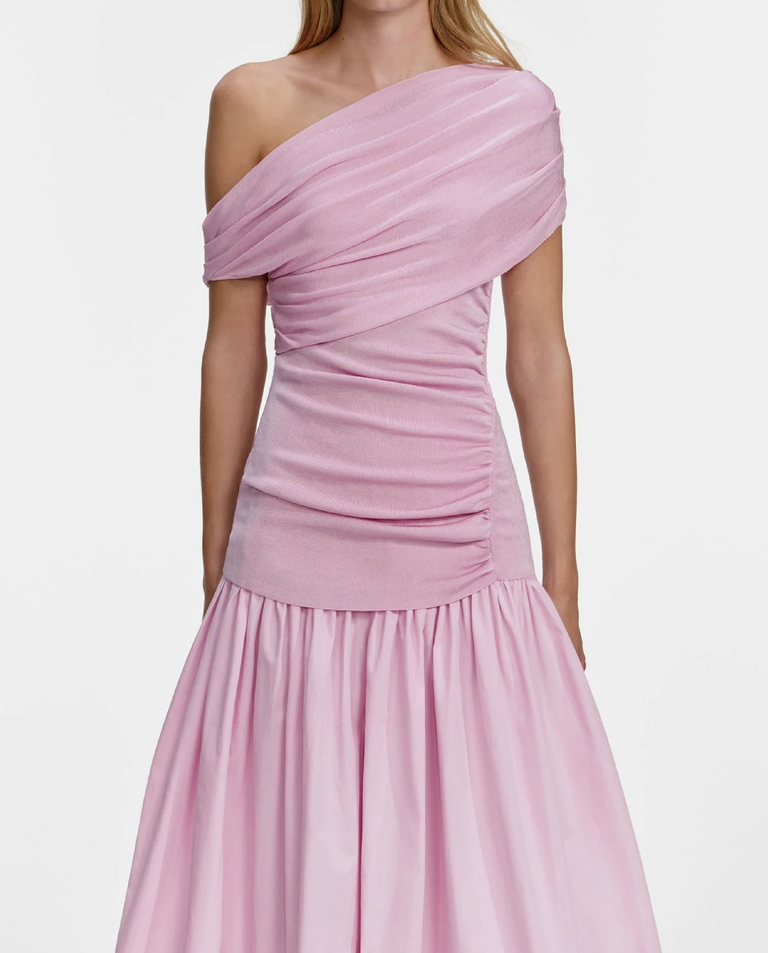 Różowa drapowana sukienka midi - Image #3