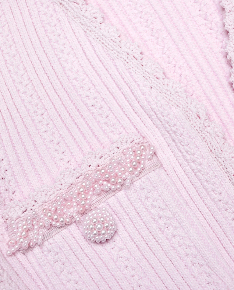 Jasnoróżowa dzianinowa sukienka mini - Image #4