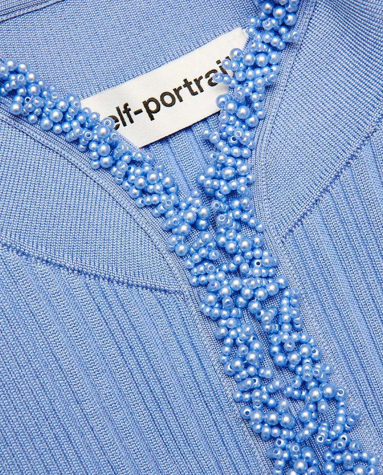 Niebieska dzianinowa sukienka min - Image #4