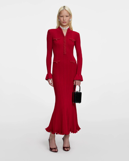 Czerwona dzianinowa sukienka midi - Image #0