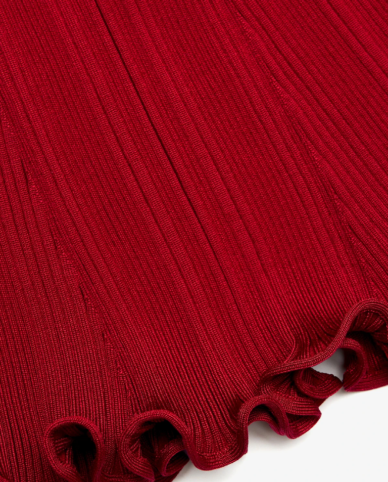 Czerwona dzianinowa sukienka midi - Image #4
