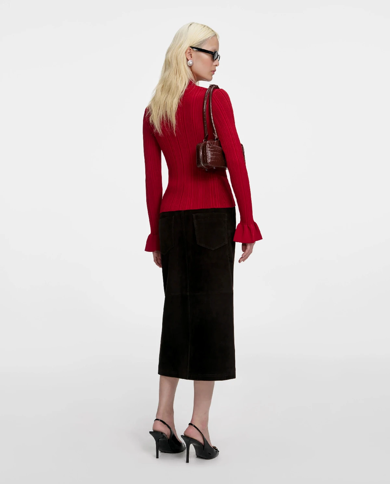 Czerwony kardigan z biżuteryjnymi guzikami - Image #2