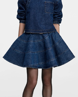 Jeansowa rozkloszowana spódnica mini - Image #0