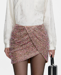 Siateczkowa spódniczka mini wysadzana kryształkami - Image #0