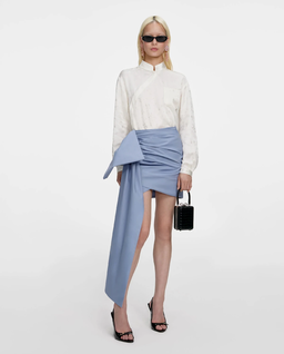 Niebieska spódnica mini z wiązaniem - Image #1