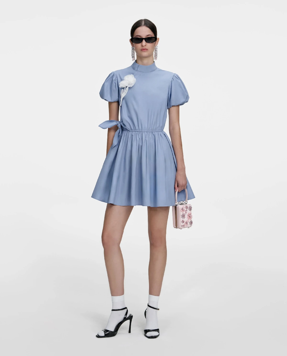 Niebieska bawełniana sukienka mini - Image #0