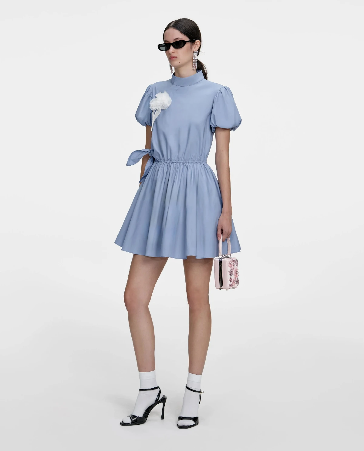 Niebieska bawełniana sukienka mini - Image #1