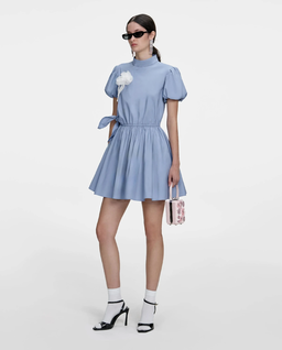 Niebieska bawełniana sukienka mini - Image #1