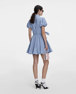 Niebieska bawełniana sukienka mini - Image #2