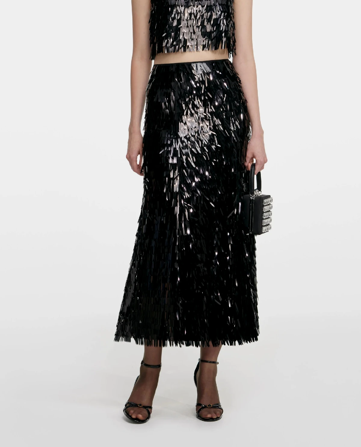 Czarna cekinowa spódnica midi - Image #0