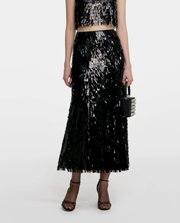 Czarna cekinowa spódnica midi - Image #0