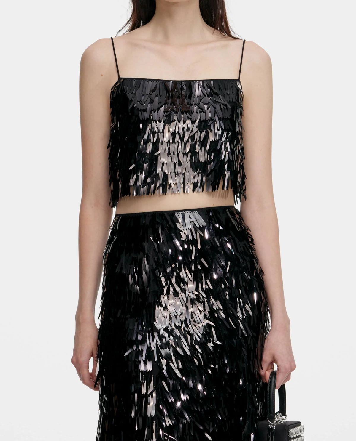 Czarna cekinowa spódnica midi - Image #3