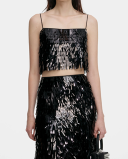 Czarna cekinowa spódnica midi - Image #3