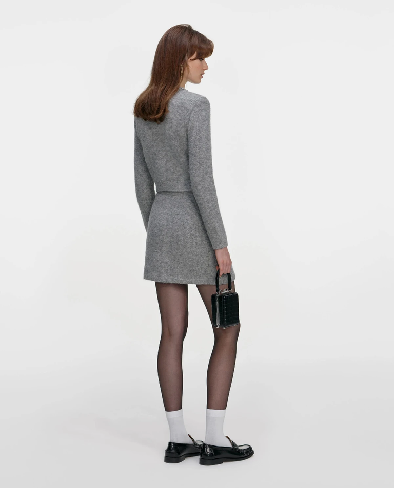 Szara dzianinowa spódnica mini - Image #2