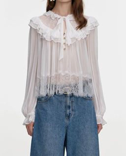 Biała bluzka z koronki - Image #3