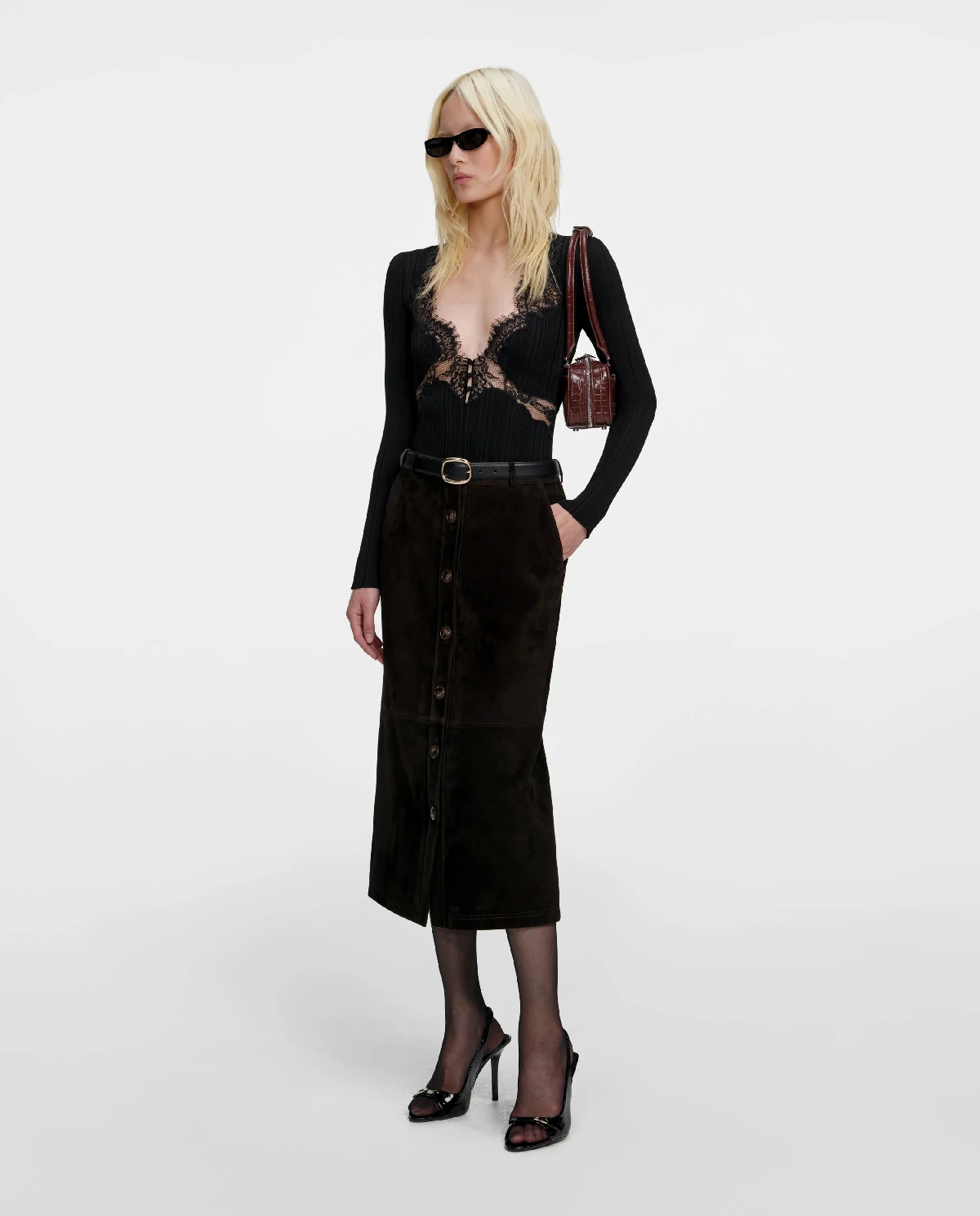 Czarny koronkowy top - Image #1