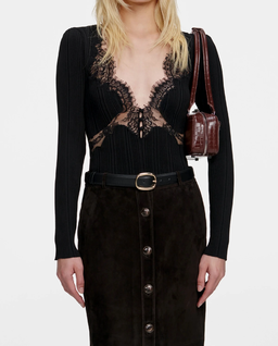 Czarny koronkowy top - Image #3