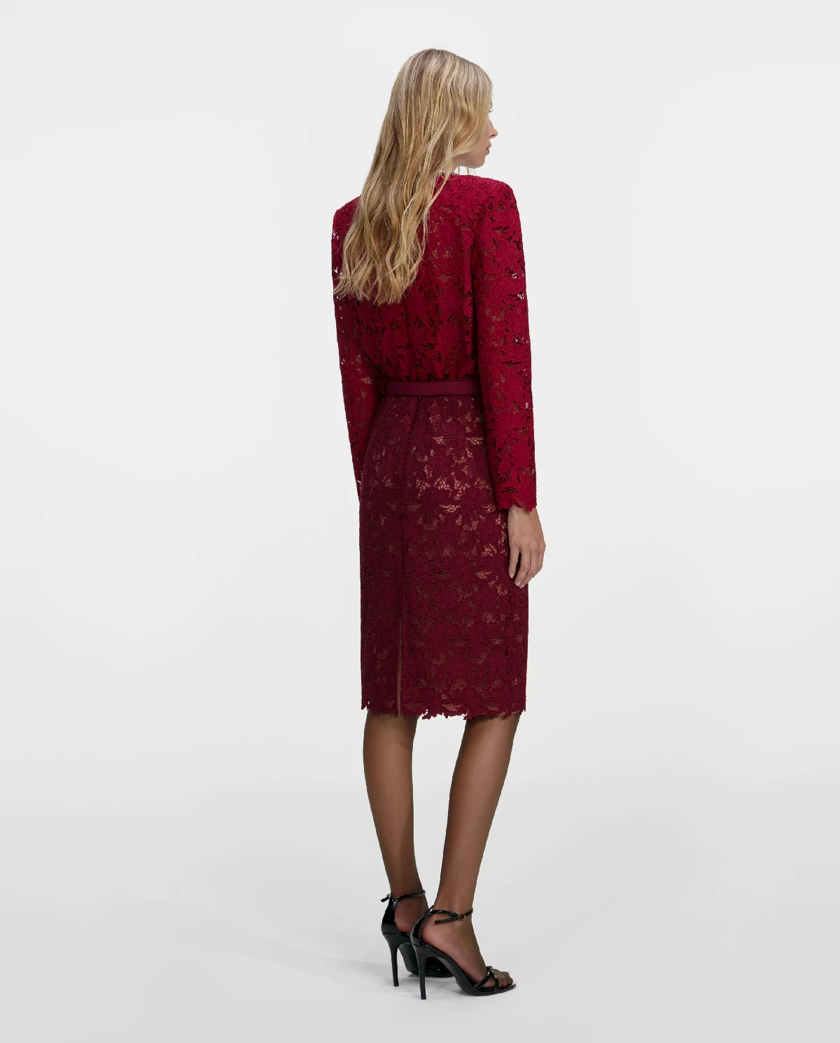 Burgundowy koronkowy top - Image #2