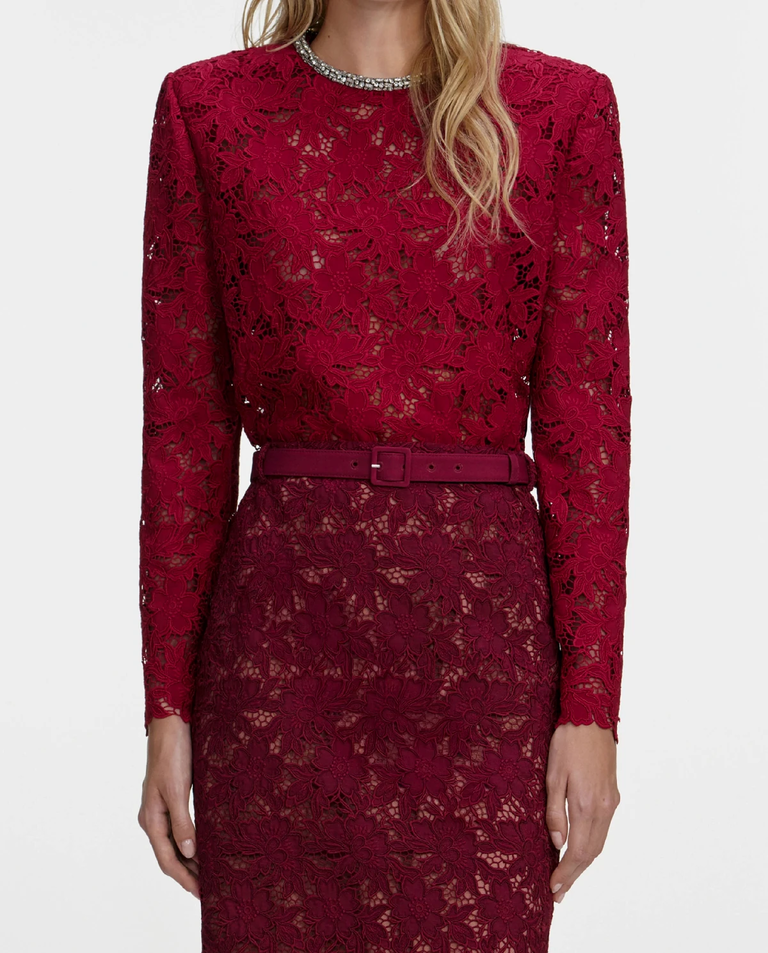 Burgundowy koronkowy top - Image #3