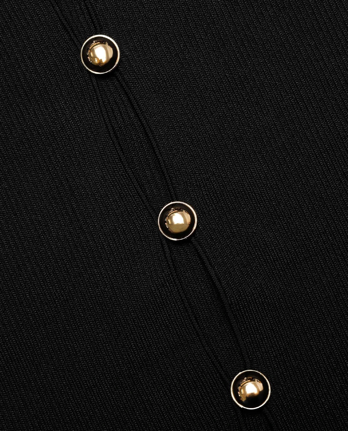 Czarny dzianinowy top na guziki - Image #4