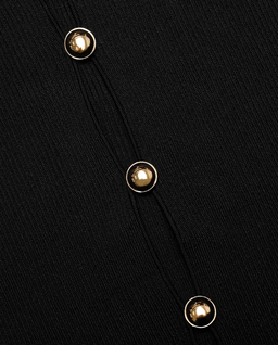 Czarny dzianinowy top na guziki - Image #4