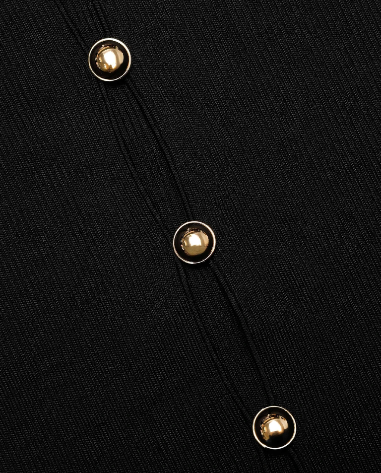 Czarny dzianinowy top na guziki - Image #4