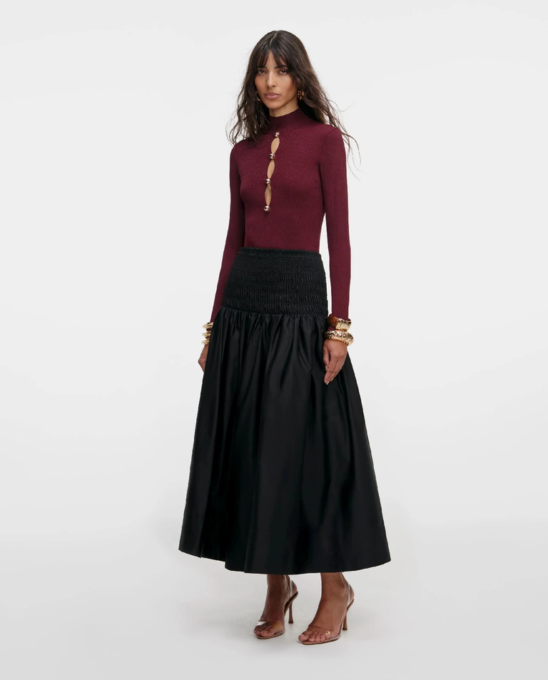 Burgundowy dzianinowy top