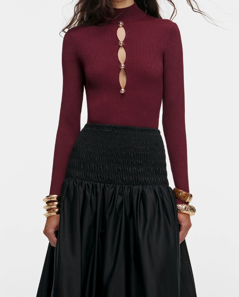 Burgundowy dzianinowy top - Image #3