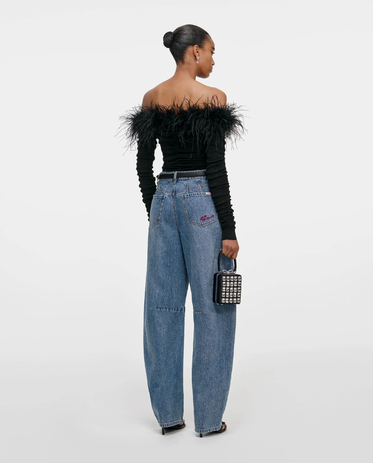 Czarny top z piórami - Image #2