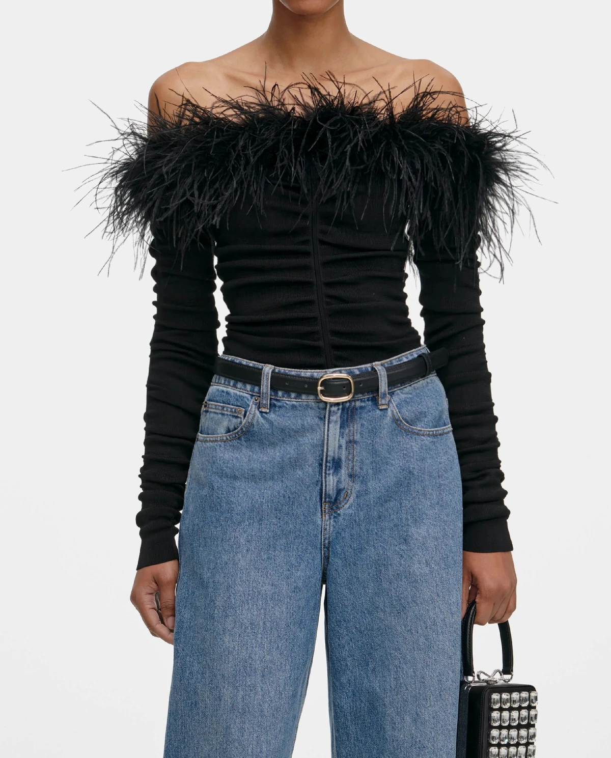 Czarny top z piórami - Image #3