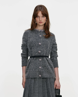 Grafitowy kardigan z kryształkami - Image #0