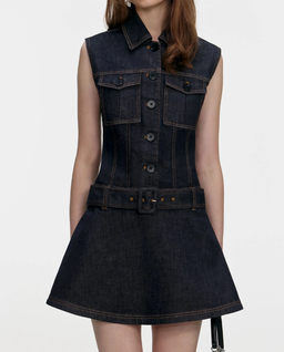 Jeansowa rozkloszowana sukienka mini - Image #3