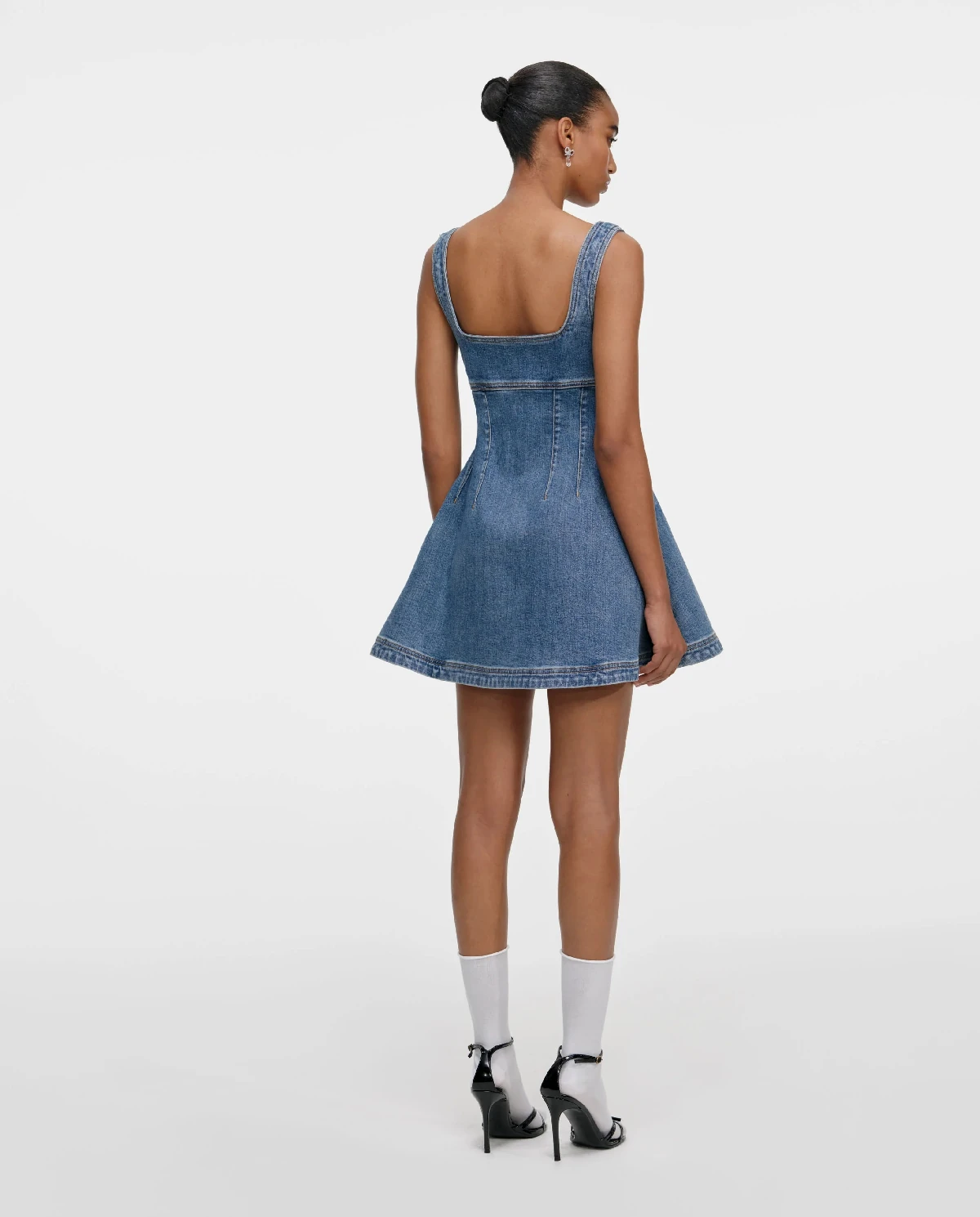 Niebieska jeansowa sukienka mini - Image #2