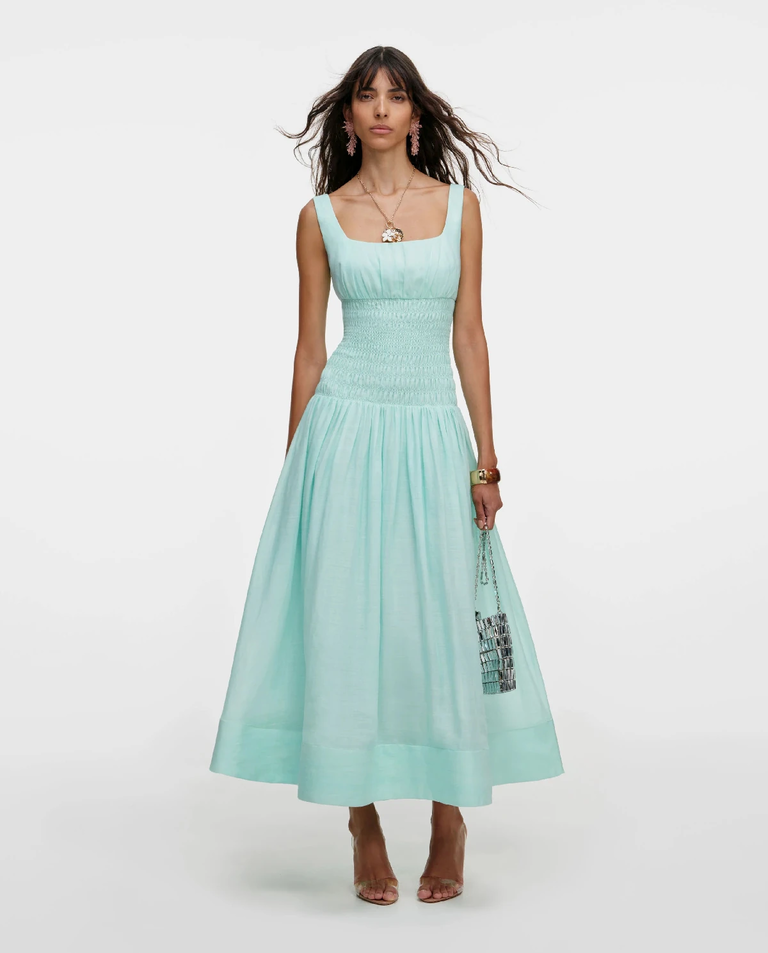 Miętowa sukienka midi