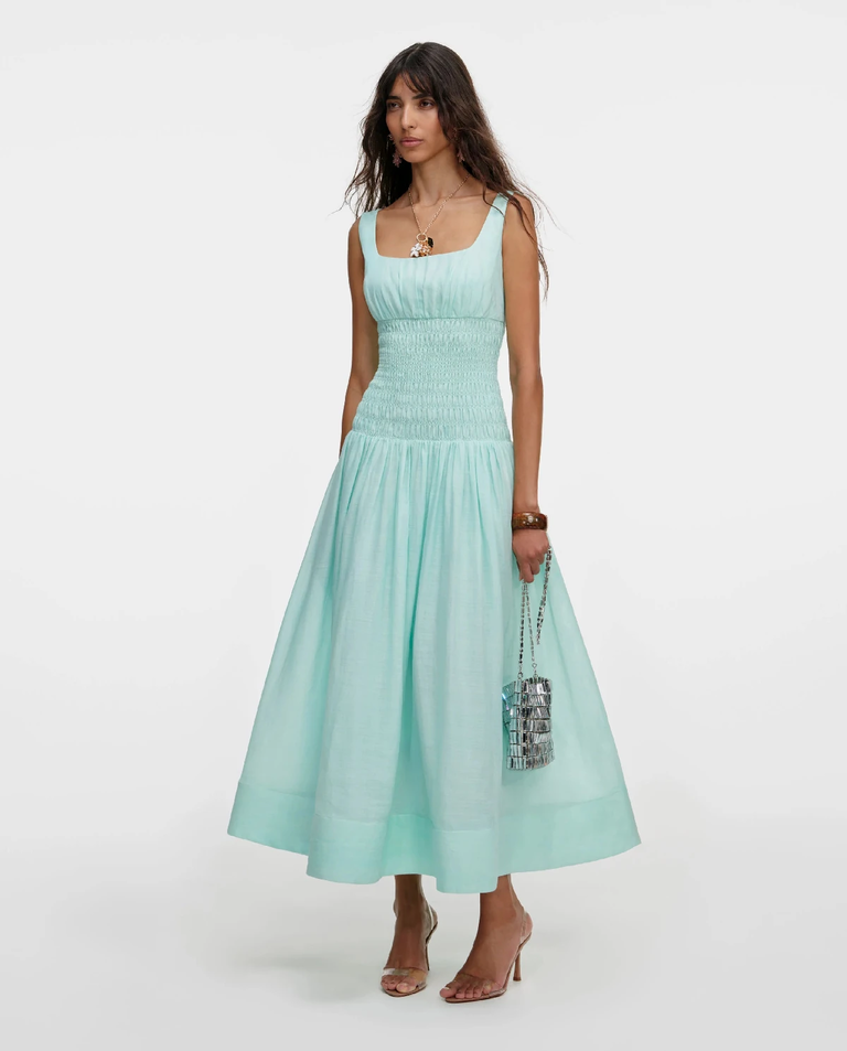 Miętowa sukienka midi