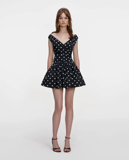 Czarna sukienka mini w groszki - Image #0