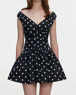 Czarna sukienka mini w groszki - Image #3